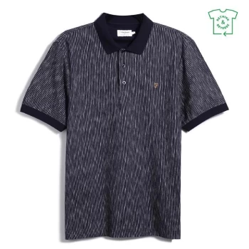 Farah Terry Short Sleeve Polo Shirt - Blue