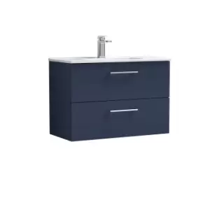 Nuie Arno 800mm Wall Hung 2 Drawer Vanity & Basin 2 Electric Blue