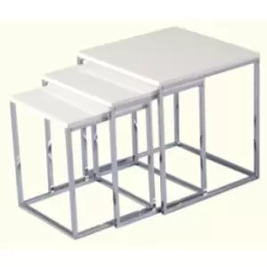 Seconique Charisma High Gloss Square Nest of Tables in White