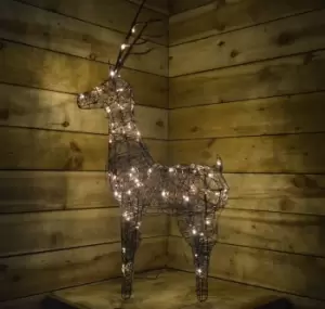 83cm Brown Outdoor Standing Wicker Reindeer Decoration With LED Lights