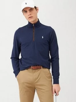 Polo Ralph Lauren Golf Terry Half Zip Midlayer Top - Blue Heather