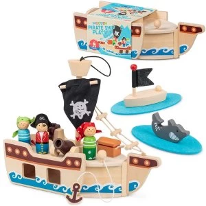 Wooden Pirate Ship Playset