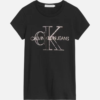 Calvin Klein Girls Monogram Outline Slim T-Shirt - Ck Black - 14 Years