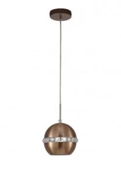 Dome Ceiling Pendant E27 Satin Copper, Crystal