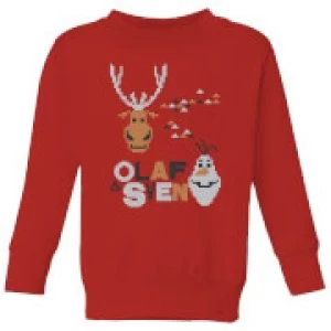 Disney Frozen Olaf and Sven Kids Christmas Sweatshirt - Red - 11-12 Years