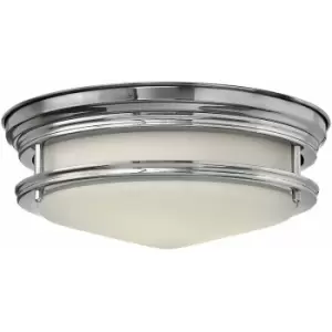 Loops - 2 Bulb Flush Light Low Ceiling Opaque Glass Banded Polished Chrome LED G9 3.5W