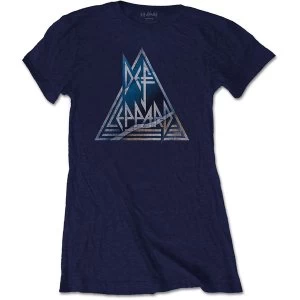 Def Leppard - Triangle Logo Womens Small T-Shirt - Blue