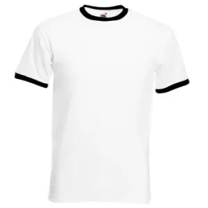 Fruit Of The Loom Mens Ringer Short Sleeve T-Shirt (S) (White/Black)