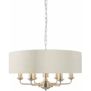 Ceiling Pendant Light - Brushed Chrome Plate & Natural Linen - 6 x 40W E14