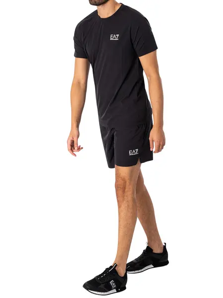 EA7 Logo Ventus Shorts and T-Shirt Set Black/White XXL