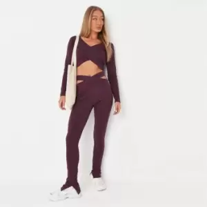 Missguided Coord Rib Wrap Waist Legging - Purple