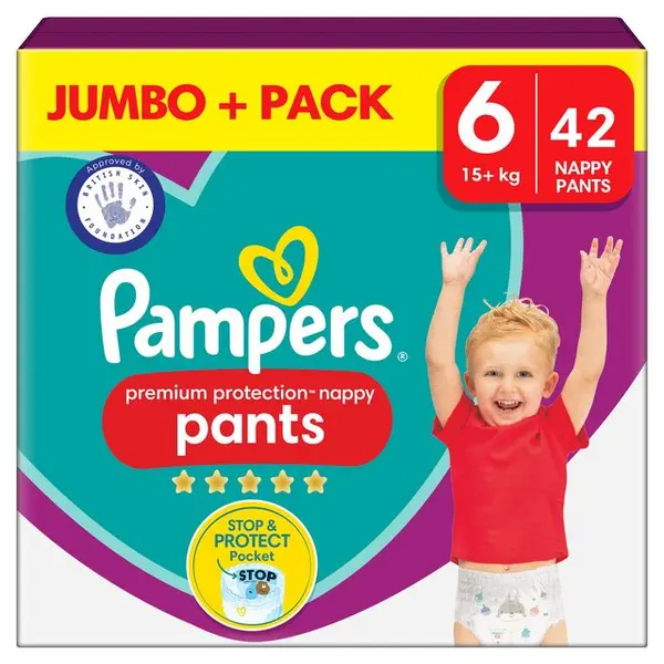 Pampers Premium Protection Nappy Pants Size 6 42 Nappies