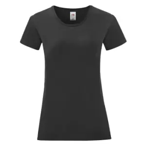 Fruit Of The Loom Womens/Ladies Iconic T-Shirt (XS) (Black)