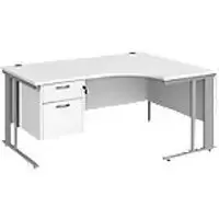 Dams International Right Hand Ergonomic Desk MCM16ERP2SWH 1,600 x 1,200 x 725 mm