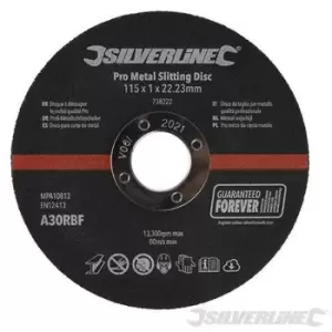 Silverline - 738222) Pro Metal Slitting Disc 115 x 1 x 22.23mm Pack of 10