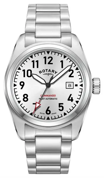 Rotary GB05470/22 Commando Silver Dial Stainless Steel Watch