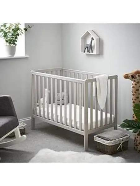 Obaby Bantam Space Saver Cot + Fibre Mattress - Warm Grey