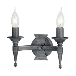 2 Light Indoor Candle Wall Light Black Silver, E14