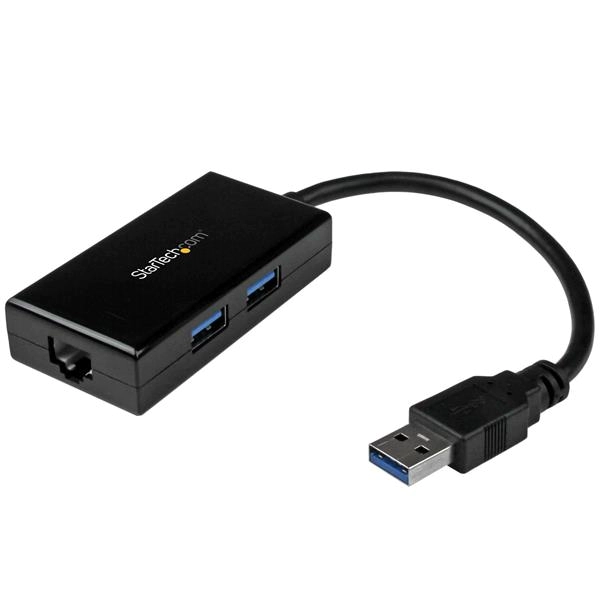 USB 3.0 to Gigabit Network Adapter with Built In 2 Port USB Hub