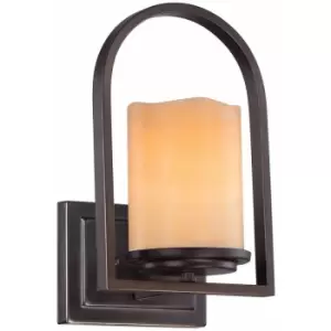 Loops - Wall Light-Amber Real Onyx Candle Shape Shade -Palladian Bronze-LED E27 100W