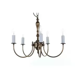 Impex Solar Antique Brass 5 Arm Chandelier