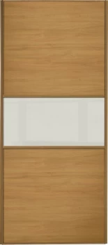 Wickes Sliding Wardrobe Door Fineline Oak Panel and Soft White Glass - 2220 x 762mm