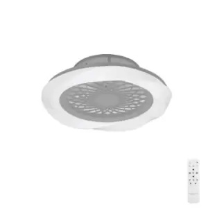 Boreal LED Dimmable Ceiling Light & 35W DC Reversible Fan, Silver, Remote Control