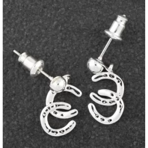 Country Silver Plated Horse Shoes Earrings