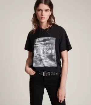 AllSaints Womens Skye Boyfriend T-Shirt, Black, Size: XS
