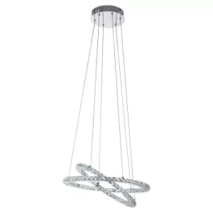 Pendant Light Colour Chrome Plated Steel Shade Clear Crystal Bulb LED 29.6W Incl