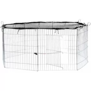 Rabbit run with safety net - guinea pig run, rabbit cage, rabbit pen - black