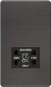 KnightsBridge Screwless 115V/230V Dual Voltage Shaver Socket - Smoked Bronze