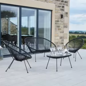 Rio 4 Seater Garden Bistro Set - Black