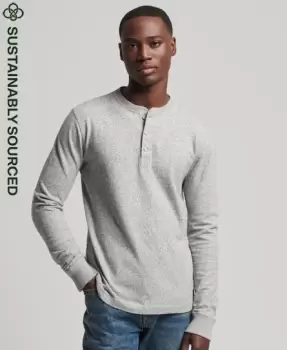 Superdry Mens Organic Cotton Long Sleeve Henley Top Grey / Athletic Grey Marl - Size: Xxl