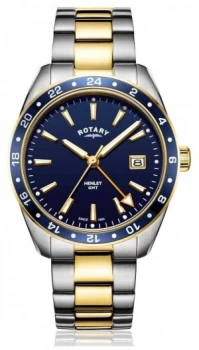 Rotary Mens Stainless Steel Two-Tone Strap Blue Dial Watch