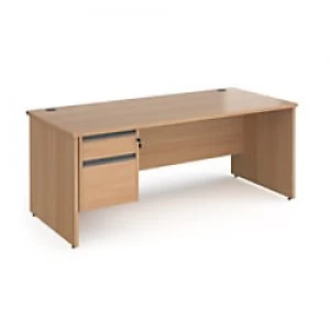 Dams International Straight Desk with Beech Coloured MFC Top and Graphite Frame Panel Legs and 2 Lockable Drawer Pedestal Contract 25 1800 x 800 x 725