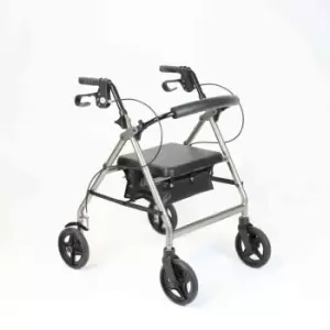 NRS Healthcare A-Series Petite Lightweight Folding 4 Wheel Rollator with Seat & Bag - Grey