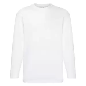 Fruit Of The Loom Mens Valueweight Crew Neck Long Sleeve T-Shirt (L) (White)