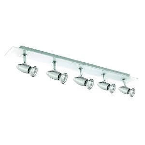 5 Light Adjustable Ceiling Spotlight Bar Chrome, GU10