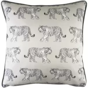 Evans Lichfield Safari Tiger Cushion Cover (One Size) (White/Grey/Black)