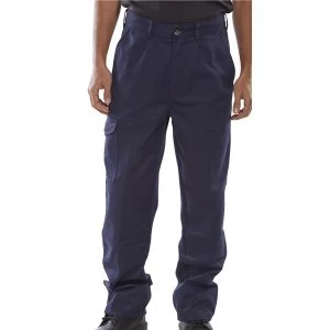 Click Heavyweight Drivers Trousers Flap Pockets Navy Blue 44 Ref