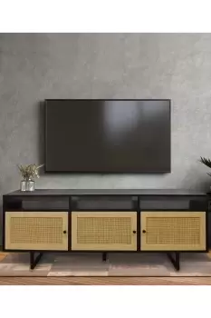 Lloyd Pascal TV Unit with 3 Rattan Panel Doors - Natural