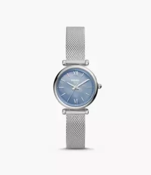 Fossil Women Carlie Mini Three-Hand Stainless Steel Mesh Watch