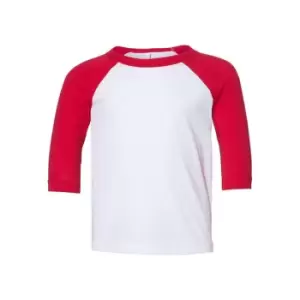 Bella + Canvas Baby Toddler 3/4 Sleeve Baseball Tee (4 Years) (White/Red)