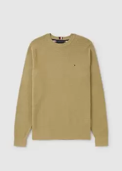 Tommy Hilfiger Mens Interlaced Structure Crewneck Sweatshirt In Khaki