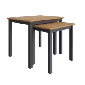 FWStyle Taberno Oak Nest of 2 Tables - Graphite Blue