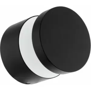 Loops - IP44 Outdoor Wall Light Black Aluminium Round 11W Built in LED Porch Lamp