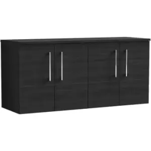 Nuie Arno Charcoal Black 1200mm Wall Hung 4 Door Vanity Unit with Worktop - ARN623W2 - Charcoal Black