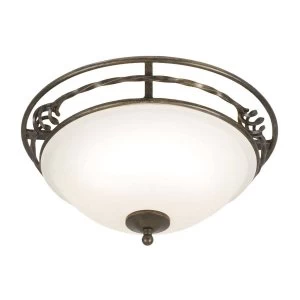 2 Light Flush Ceiling Light Black, Gold, E27