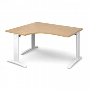 TR10 Deluxe Left Hand Ergonomic Desk 1400mm - White Frame Oak Top